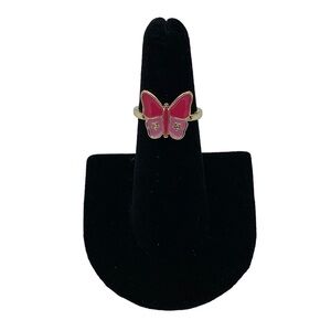 Gold Pink Butterfly Mini Diamond Ring